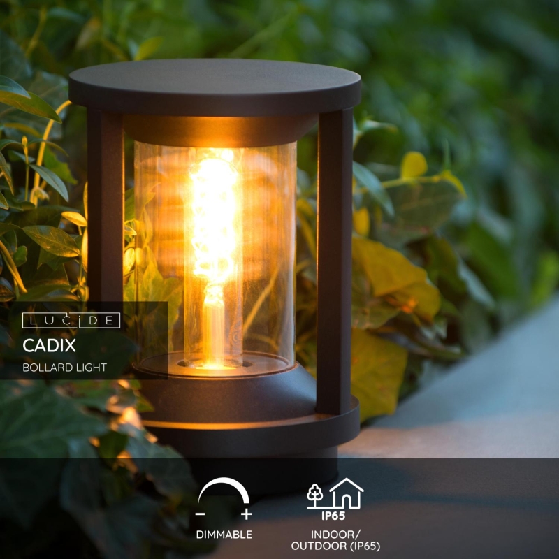 Lucide CADIX - Stĺpové svietidlo Vonkajšie - Ø 16 cm - 1xE27 - IP65 - Čierna